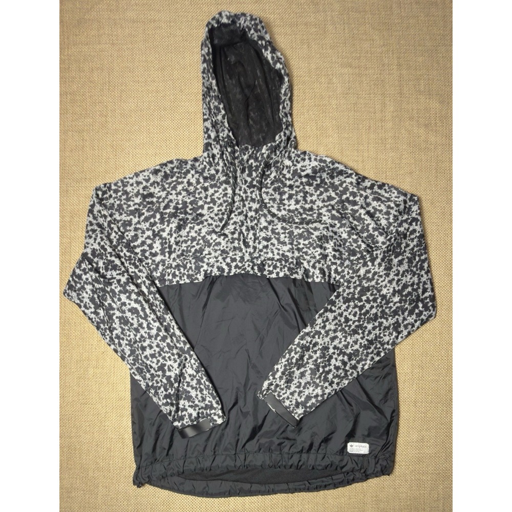 Adidas Originals Runner Jacket Mens M‎ SAMPLE Nylon Half Zip Black White Leopard